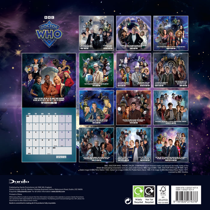 Doctor Who 2026 Square Wall Calendar