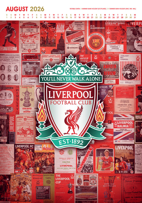 Liverpool Football Club 2026 A3 Wall Calendar