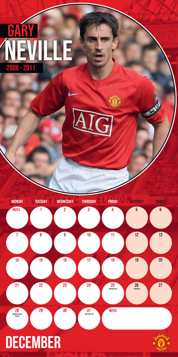 Manchester United Legends 2026 Square Wall Calendar