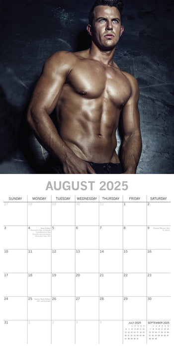 2025 Hot Shirtless Men Wall Calendar