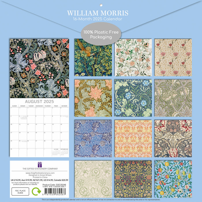 2025 William Morris Wall Calendar