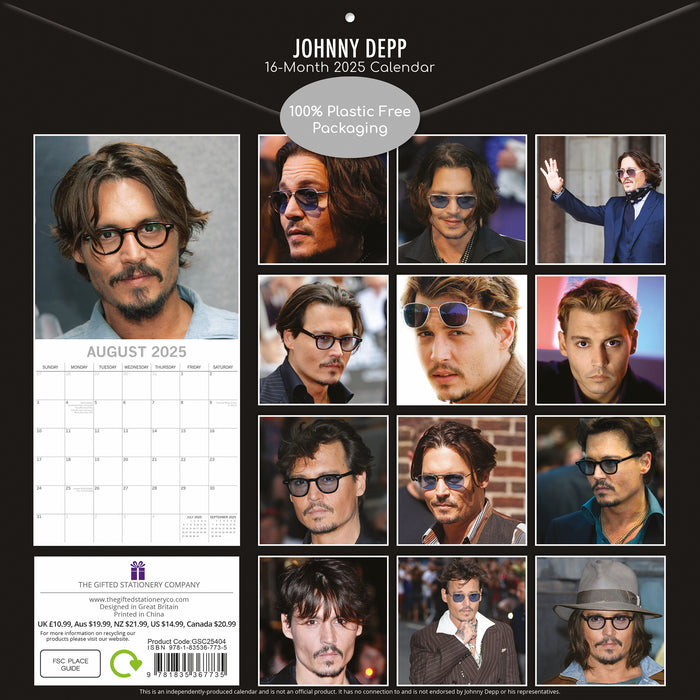 2025 Johnny Depp Wall Calendar by  The Gifted Stationery Co Ltd from Calendar Club