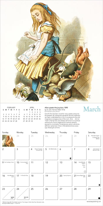 2025 British Library: Alice's Adventures in Wonderland Mini Wall Calendar by  Flame Tree Publishing from Calendar Club