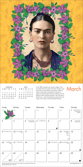 2025 Frida Kahlo Mini Wall Calendar by  Flame Tree Publishing from Calendar Club