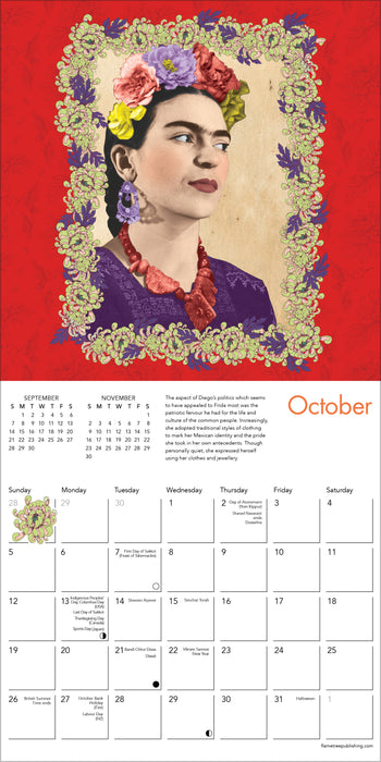 2025 Frida Kahlo Mini Wall Calendar by  Flame Tree Publishing from Calendar Club