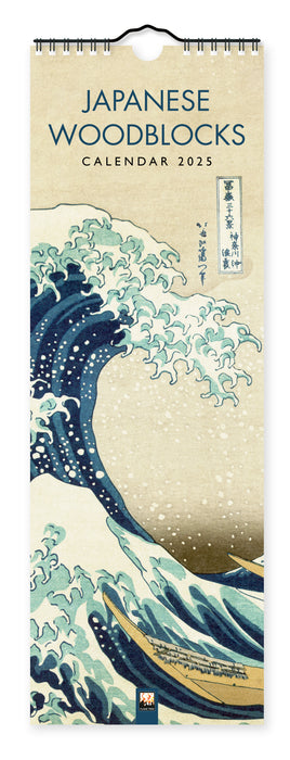 2025 Japanese Woodblocks Slimline Wall Calendar by  Flame Tree Publishing from Calendar Club