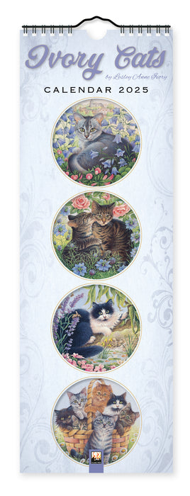 2025 Ivory Cats Slimline Wall Calendar by  Flame Tree Publishing from Calendar Club