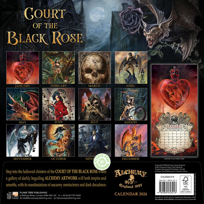 Alchemy Court of the Black Rose 2026 Square Wall Calendar