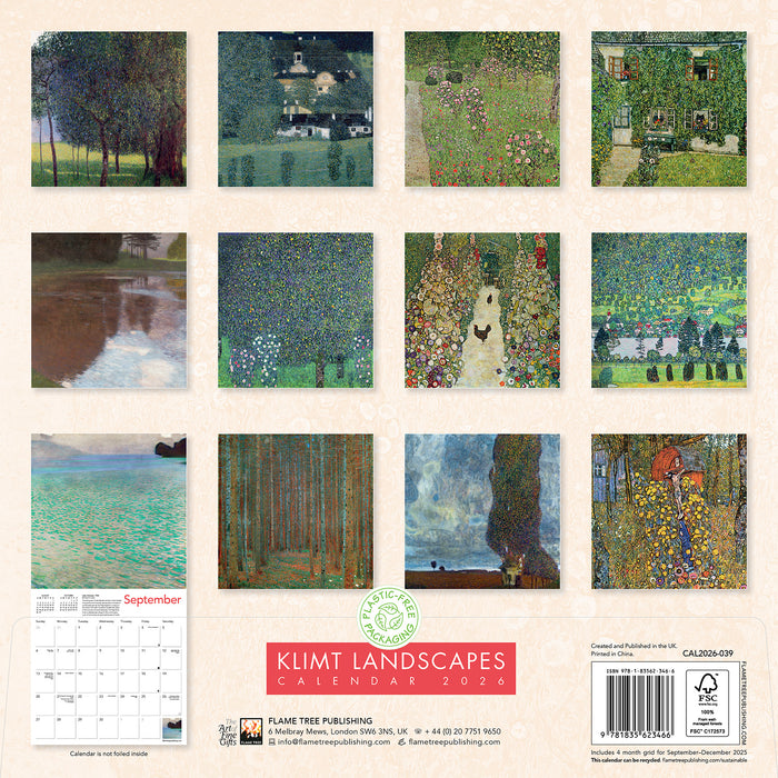 Klimt Landscapes 2026 Square Wall Calendar