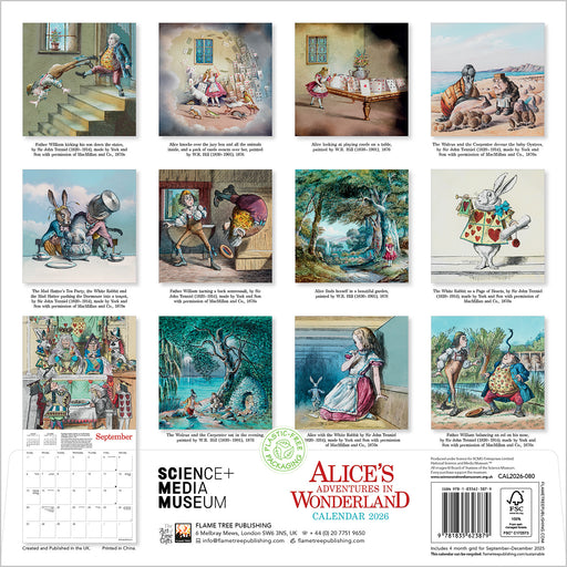 Alice's Adventures in Wonderland Science Museum 2026 Square Wall Calendar