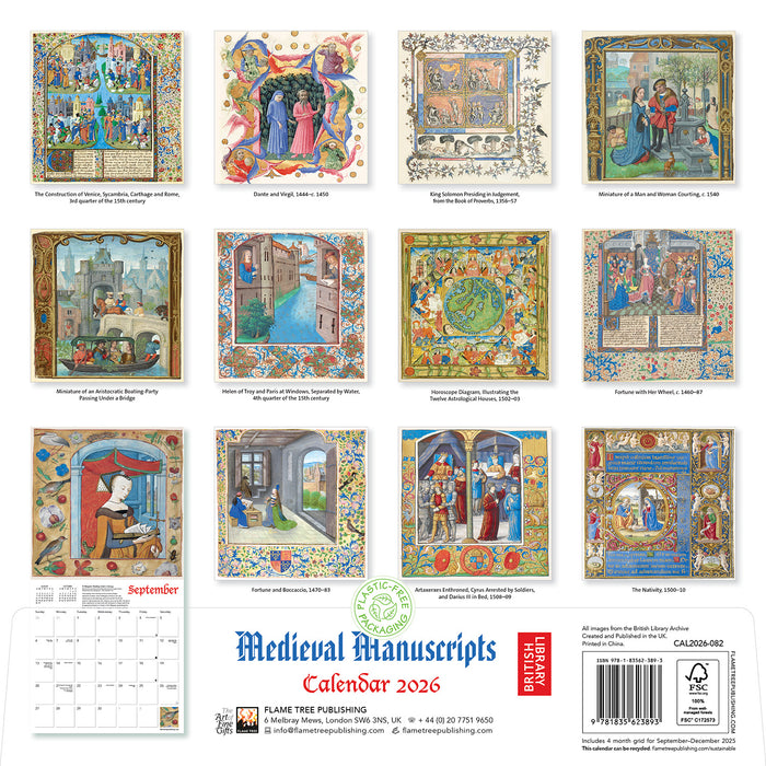 Medieval Manuscripts British Library 2026 Square Wall Calendar