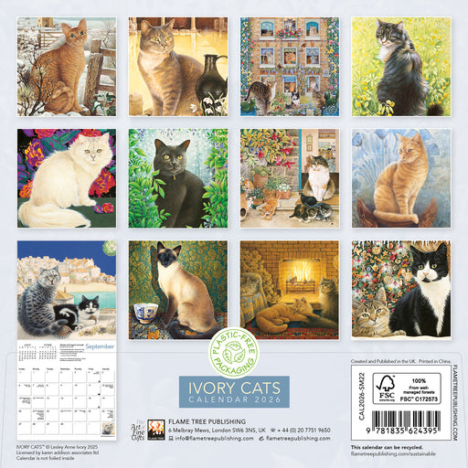 Ivory Cats by Lesley A Ivory 2026 Mini Wall Calendar