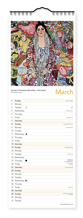 Gustav Klimt 2026 Slimline Wall Calendar