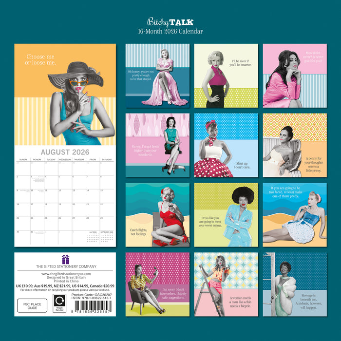 Bitchy Talk 2026 Square Wall Calendar