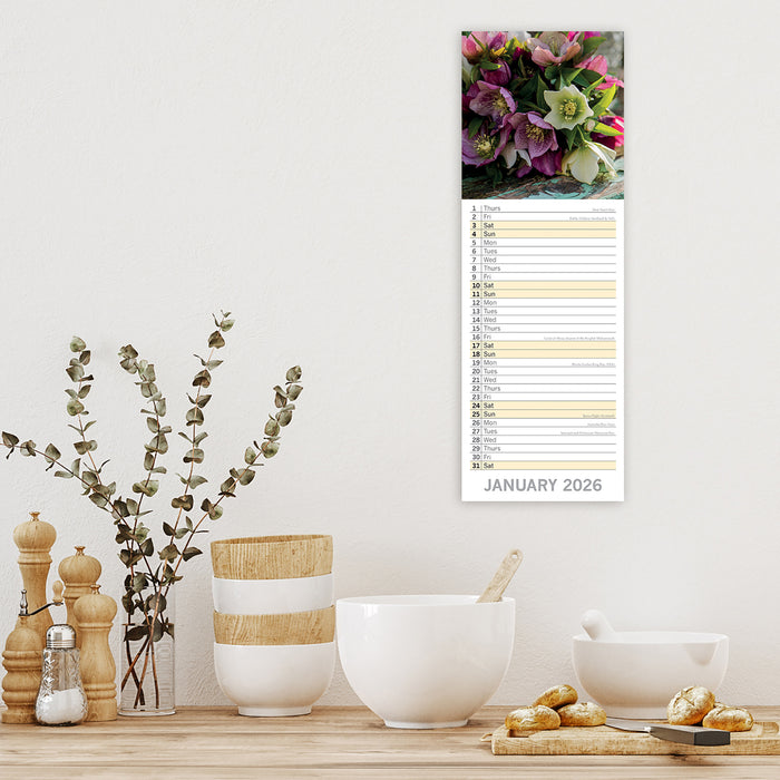 Floral Collection 2026 Slimline Wall Calendar