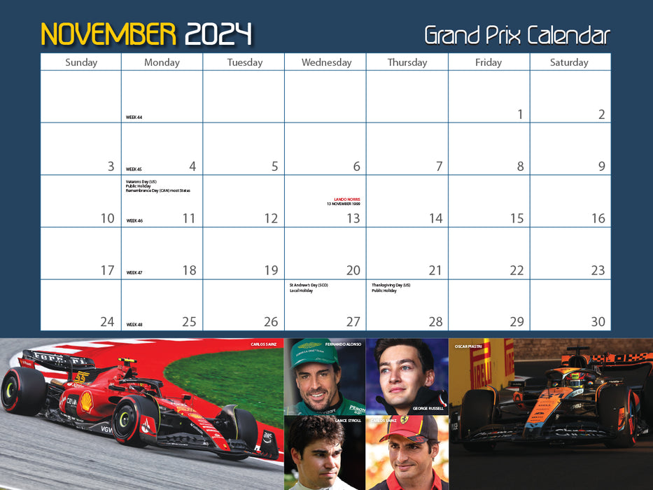 2024 Autocourse Grand Prix Wall Calendar — Calendar Club