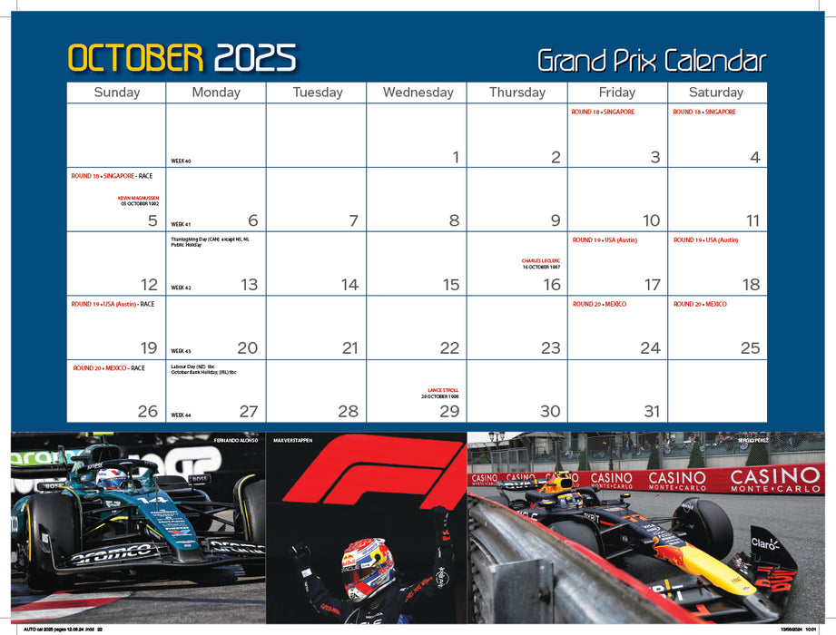 2025 Autocourse Grand Prix Large Wall Calendar