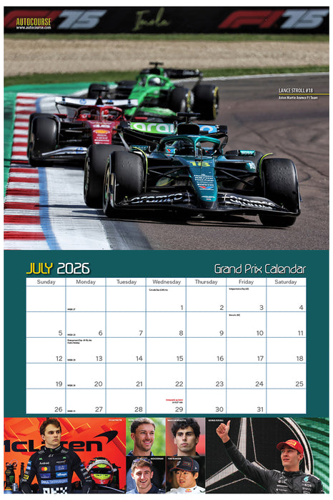 Autocourse Grand Prix 2026 Deluxe Wall Calendar