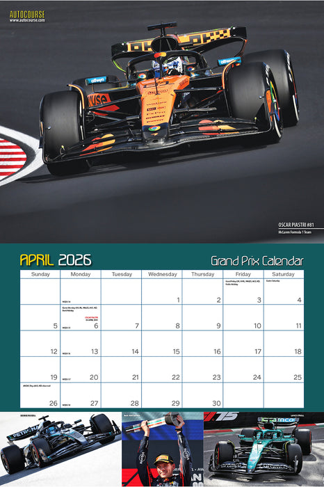 Autocourse Grand Prix 2026 Deluxe Wall Calendar