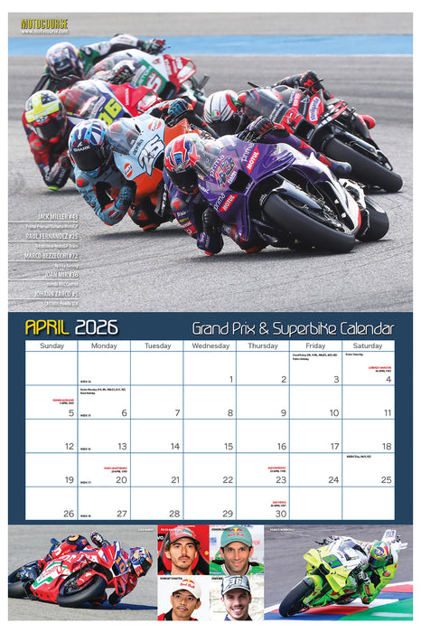 Motocourse Grand Prix Superbike 2026 Deluxe Wall Calendar