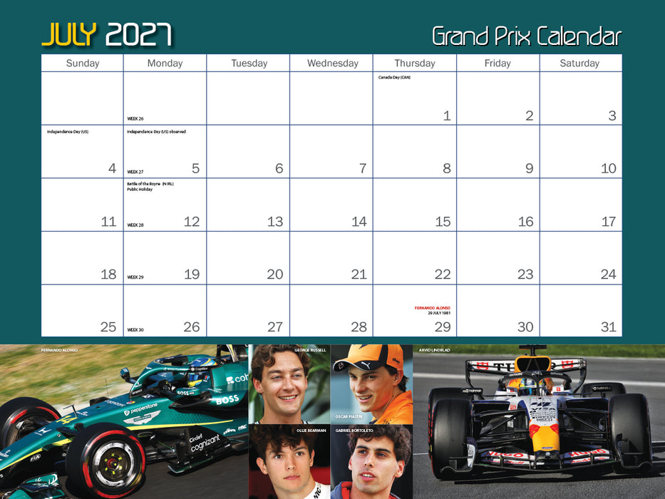 Autocourse Grand Prix 2027 Large Wall Calendar