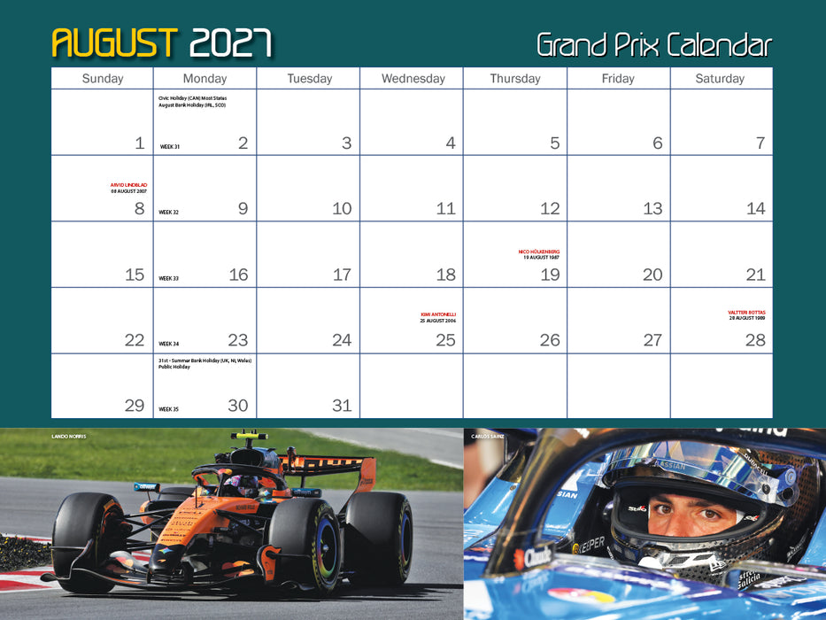 Autocourse Grand Prix 2027 Large Wall Calendar
