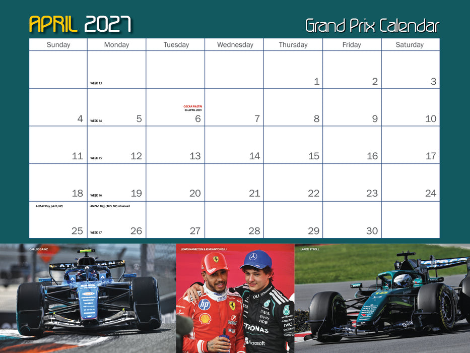 Autocourse Grand Prix 2027 Large Wall Calendar