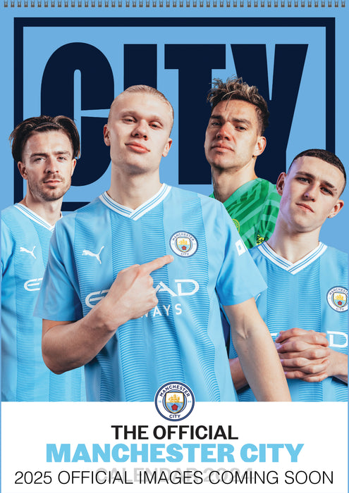 2025 Manchester City FC Large Wall Calendar by  Danilo Promotions from Calendar Club