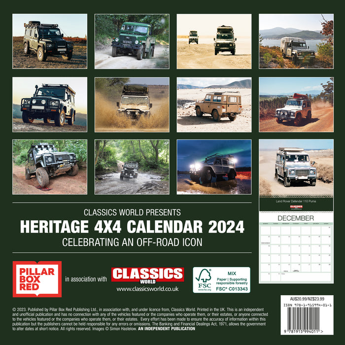 2024 Heritage Land Rover 4x4 Wall Calendar — Calendar Club