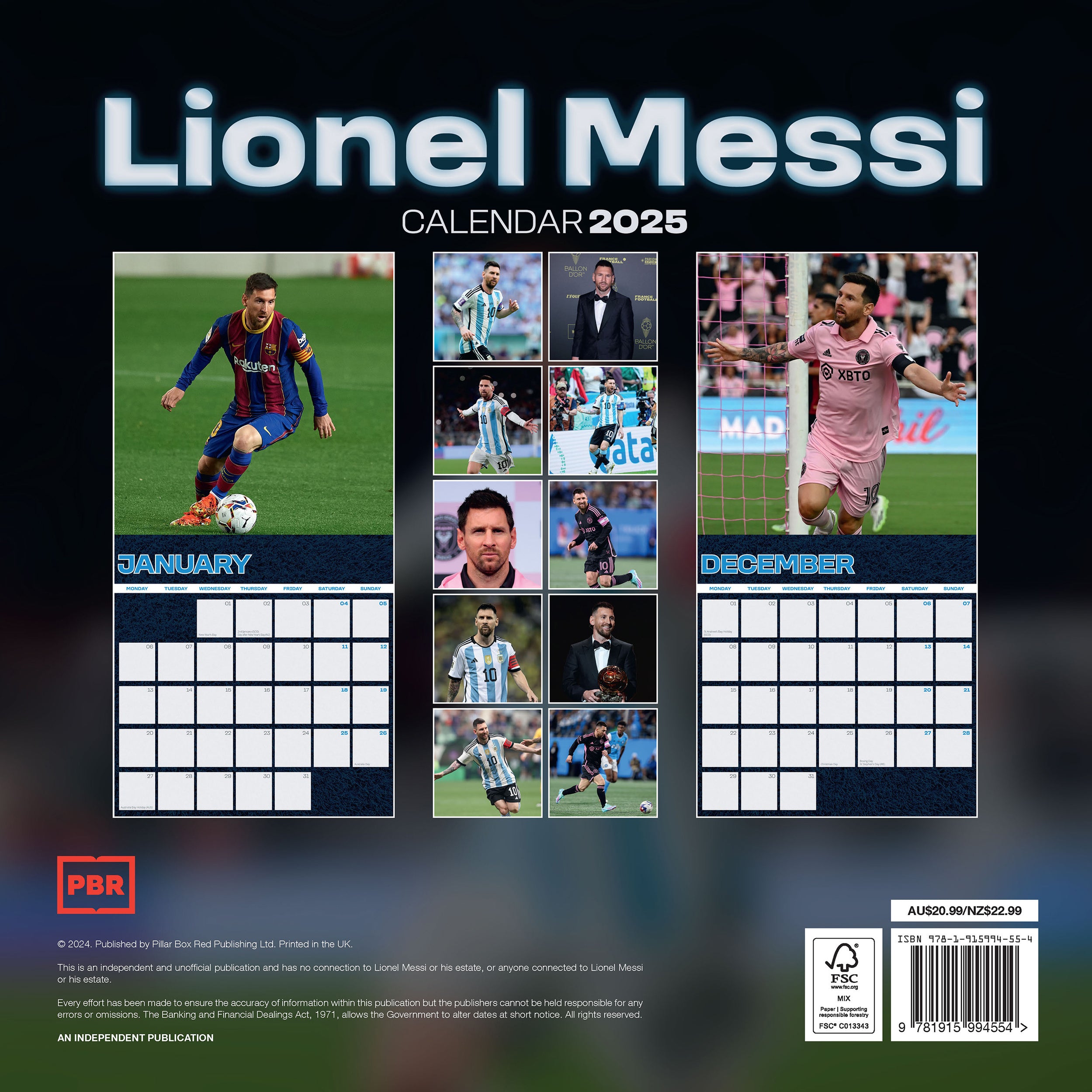 Calendar Club 2025 Lionel Messi Large Wall Calendar