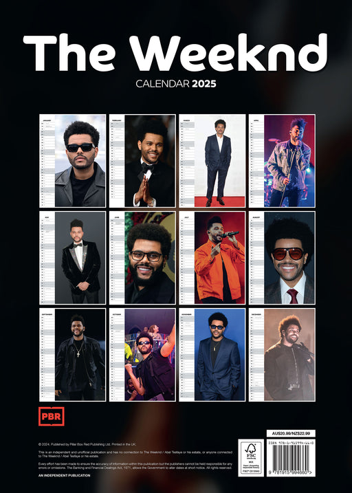 2025 The Weeknd Wall Calendar by  Pillar Box Red Publishing Ltd from Calendar Club