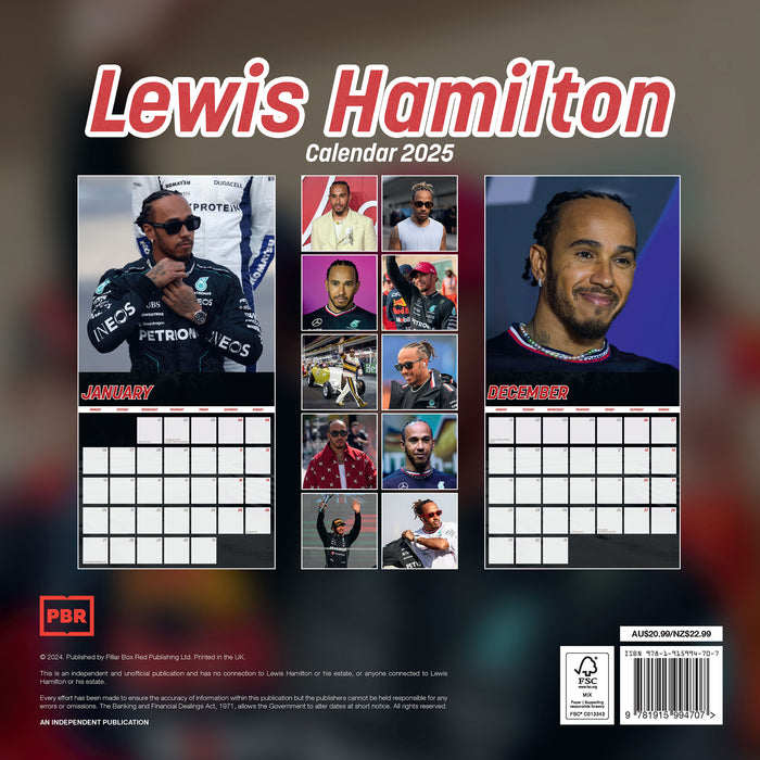2025 Lewis Hamilton Wall Calendar by  Pillar Box Red Publishing Ltd from Calendar Club