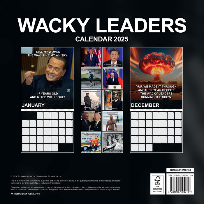 2025 Whacky Leaders Wall Calendar by  Pillar Box Red Publishing Ltd from Calendar Club