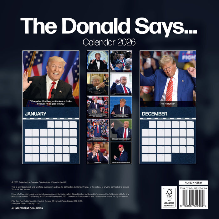 The Donald Says… 2026 Square Wall Calendar