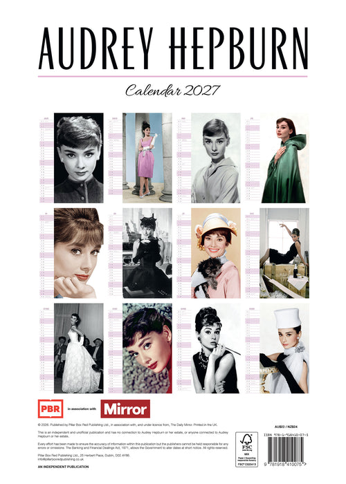 Audrey Hepburn 2027 A3 Wall Calendar