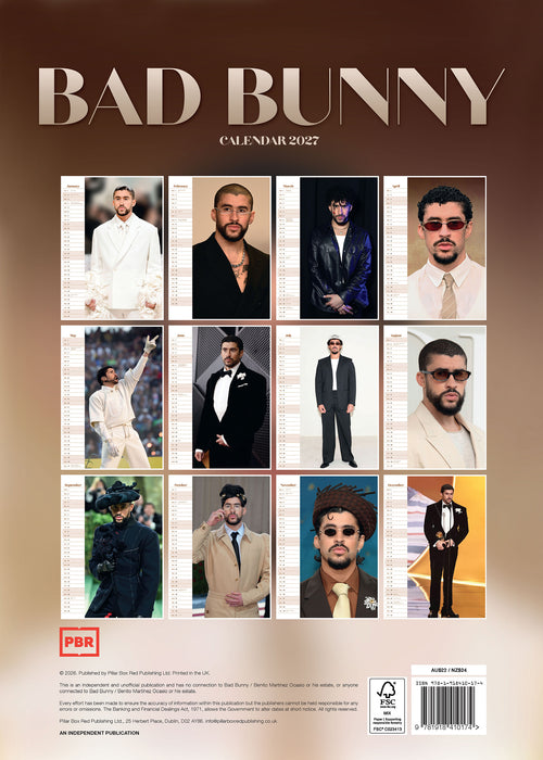 Bad Bunny 2027 A3 Wall Calendar