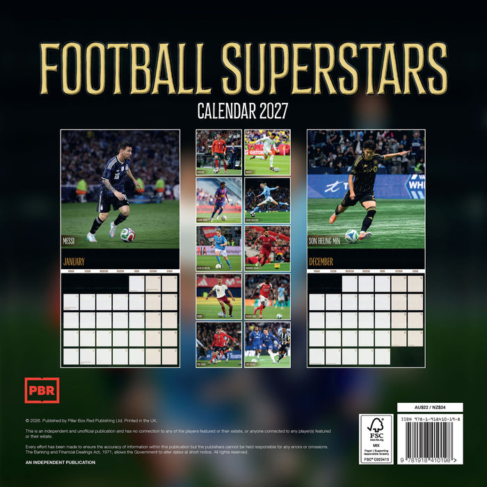 Football Superstars 2027 Square Wall Calendar