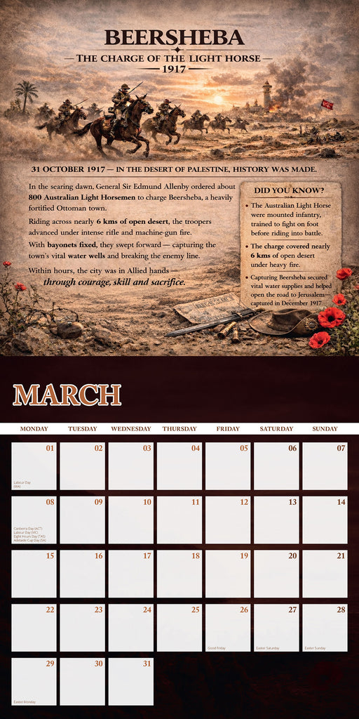 Anzacs at War 2027 Square Wall Calendar
