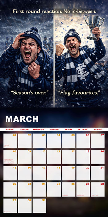 Aussie Rules Tragic 2027 Square Wall Calendar