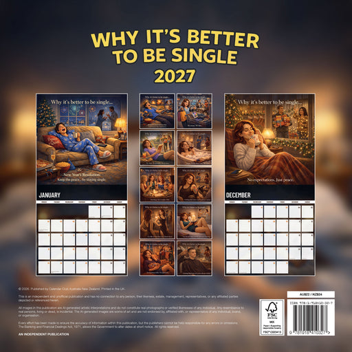 Why It's Better To Be Single 2027 Square Wall Calendar
