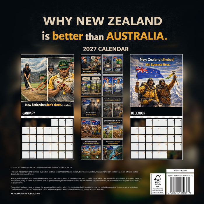 Why NZ is better than Australia 2027 Square Wall Calendar