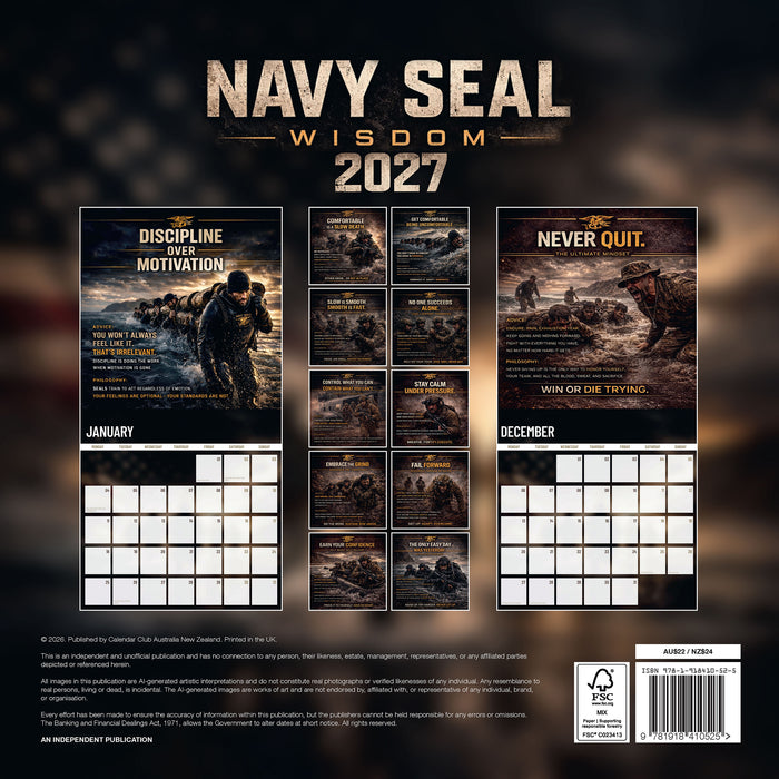 Navy Seal Wisdom 2027 Square Wall Calendar