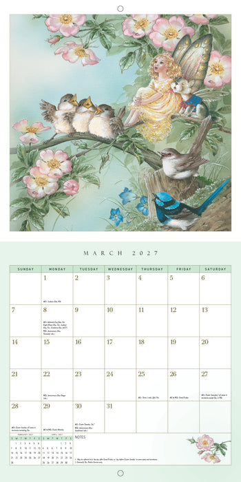 Fairies by Shirley Barber 2027 Square Wall Calendar