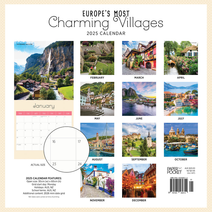 2025 Europe's Most Charming Villages Wall Calendar