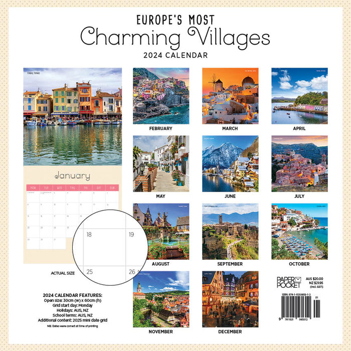 2024 Europes Most Charming Villages Wall Calendar
