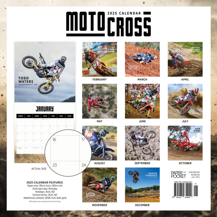 2025 Motocross Wall Calendar