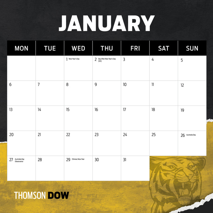 2025 AFL Richmond Tigers Wall Calendar