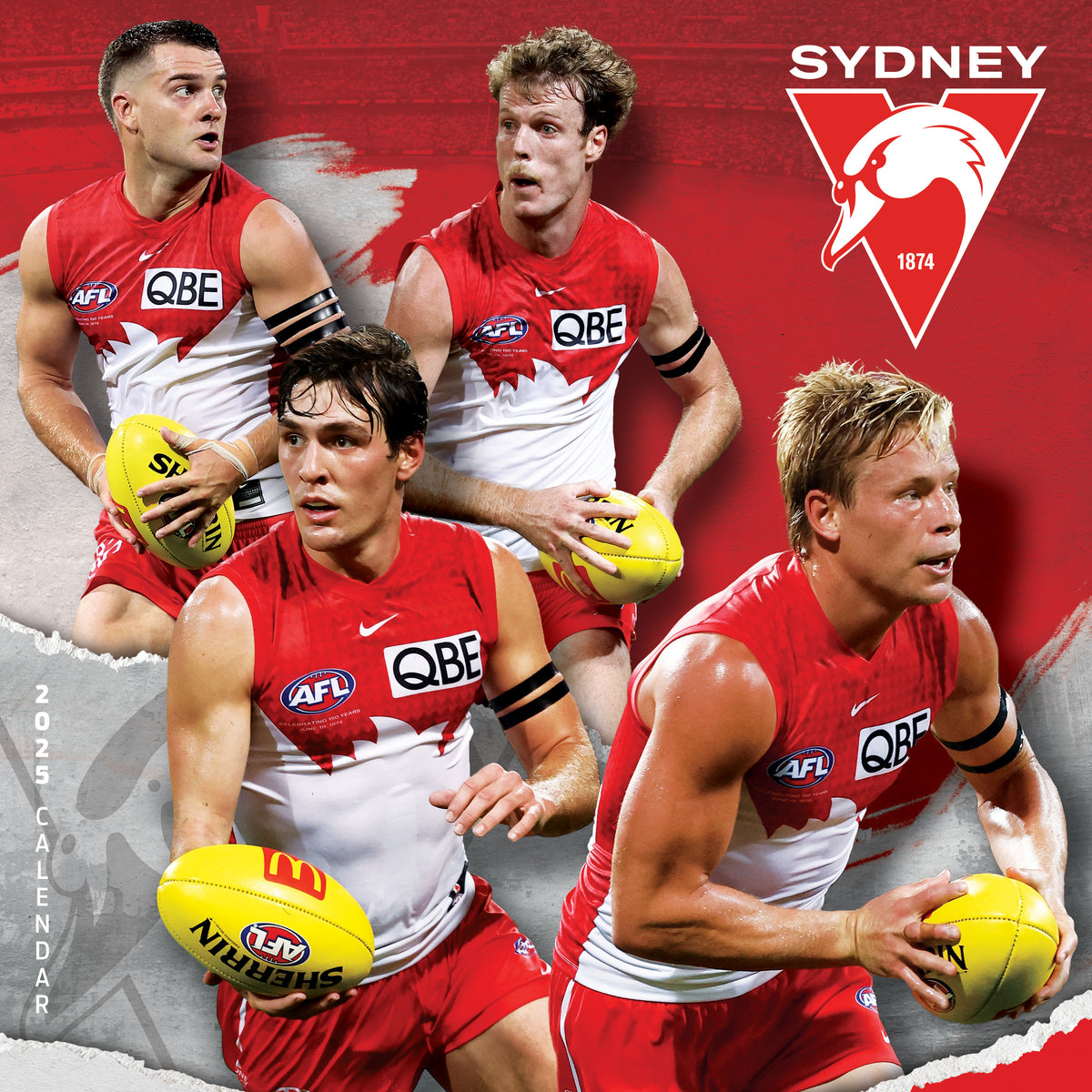 Calendar Club 2025 AFL Sydney Swans Wall Calendar