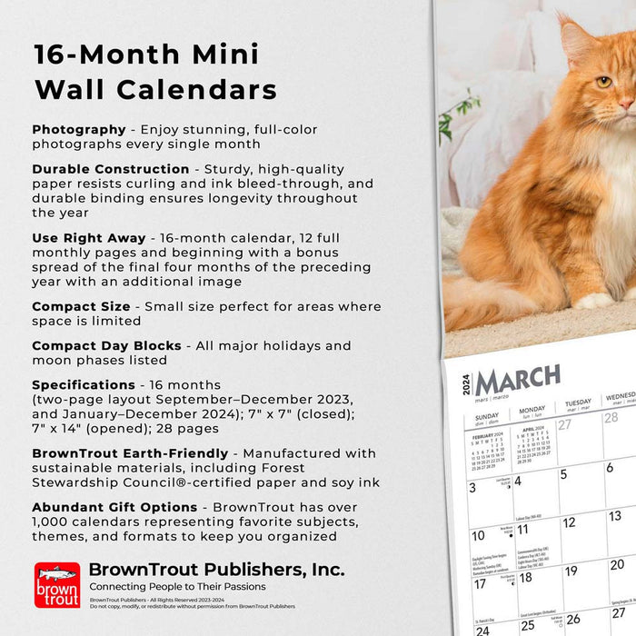 2024 Cat Lovers Mini Wall Calendar
