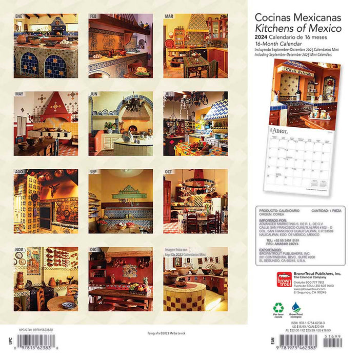 2024 Cocinas Mexicanas Kitchens of Mexico Wall Calendar